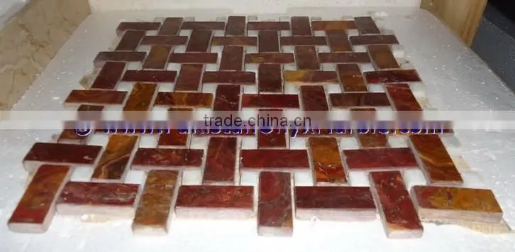 UNIQUE DESIGNS CUSTOM MADE MULTI RED ONYX MOSAIC TILES COLLECTIONS