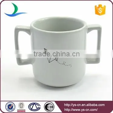New product air plane design ceramic two-handled cup