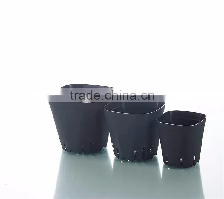 Plastic Square Pots for Plants Black Color