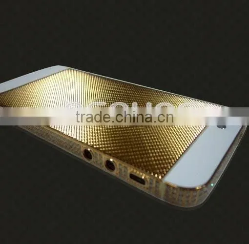 100% 24k real gold back cover with square grid and diamond for iphone 5s