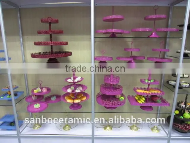 Rectangle shape, 2 tier cup cake stand, metal cake plate color box packing for wedding