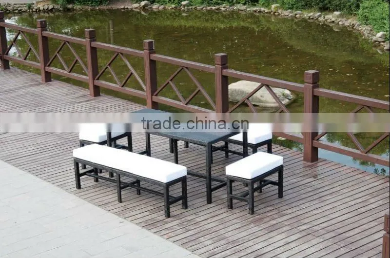 aluminum frame rattan table and chair dining set for garden
