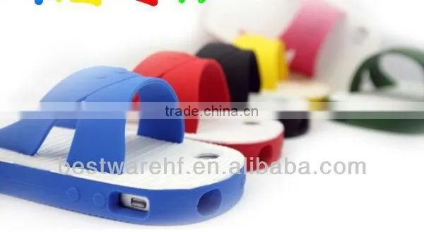 Fashion slippers shape silicone mobile cellphone case for apple iphone4 4s 5 5c 5s