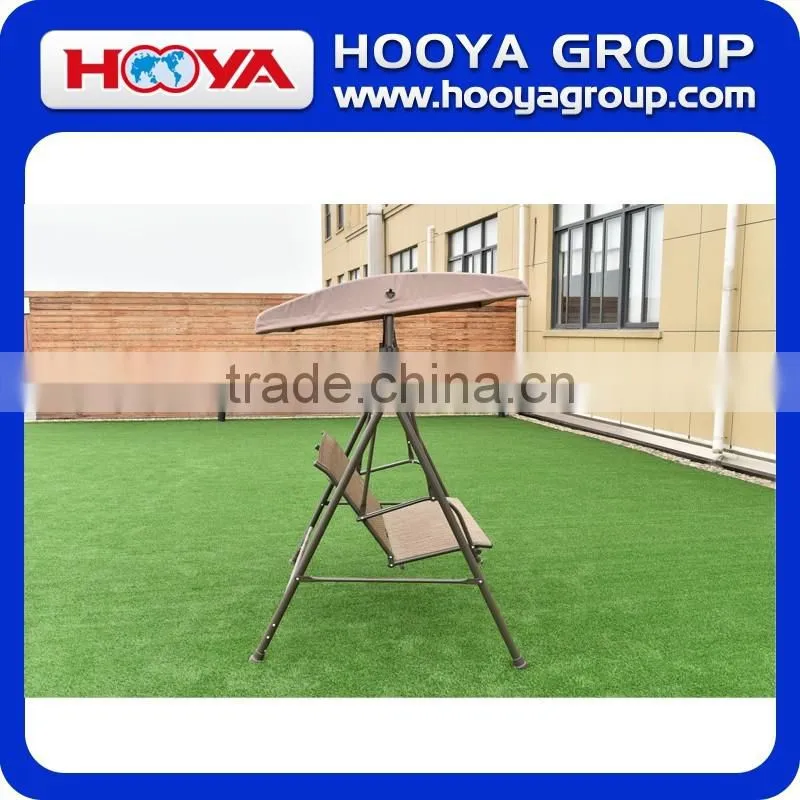 Iron outdoor double haning swing brown chair