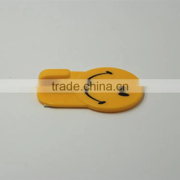 Set of 2 Yellow Smile Face Plastic Selve Adhesive Wall Hook