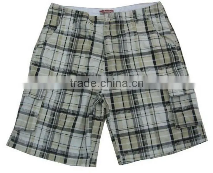 Popular BU-026 Mens T/C printing Check Shorts