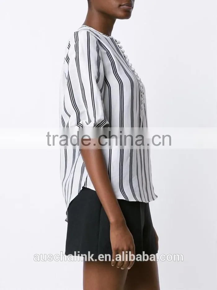 2016 high quality fancy stripe shirt elegant design OEM service