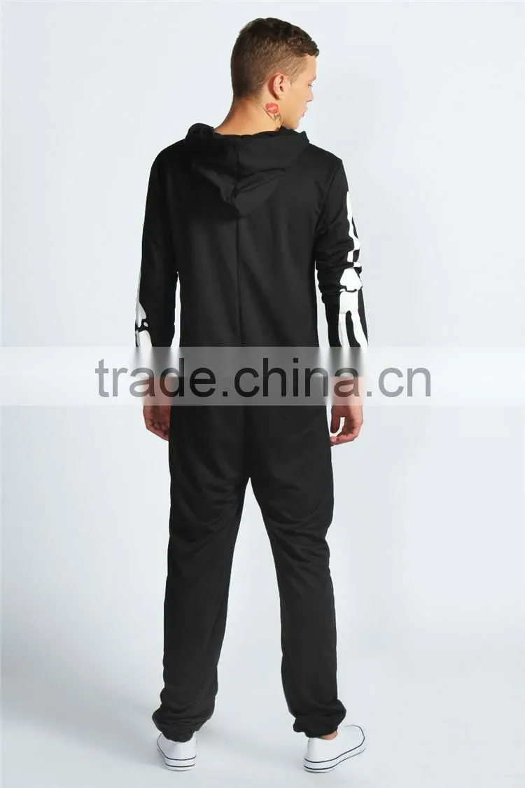 PA0004A adult footless pajamas adult onesie with skeleton printing
