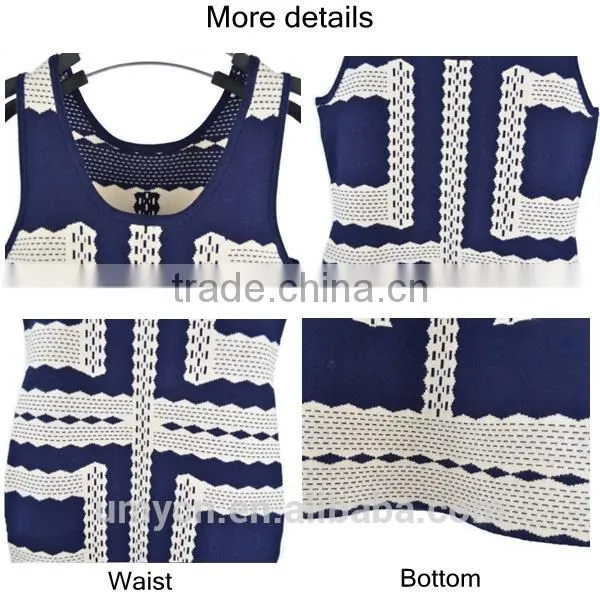 2014 Spring summer jacquard sleeveless knitted dress