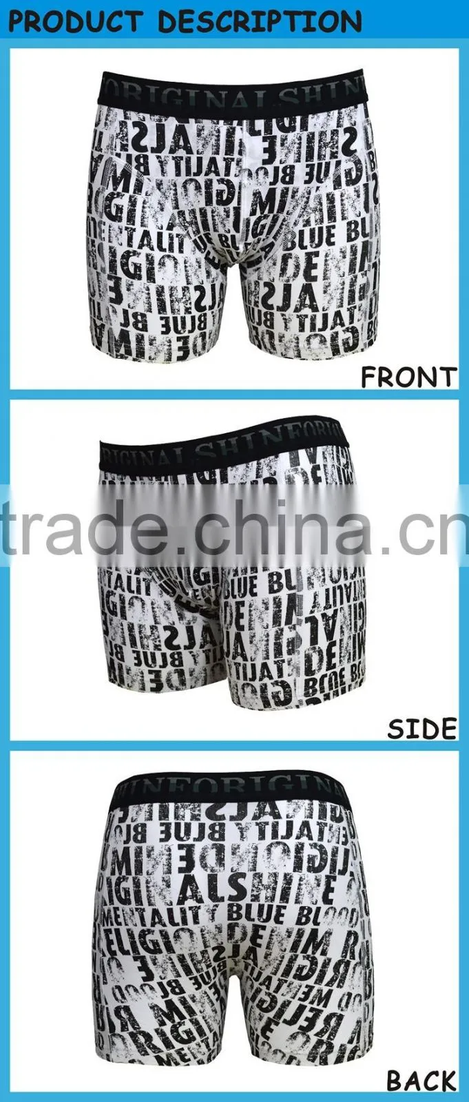 Fasionable Men's Underwear Boxer Customize