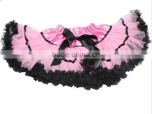 Factory wholesale baby girls chevron printed with chiffon ruffle skirt chevron baby skirt,hot pink pettiskirt