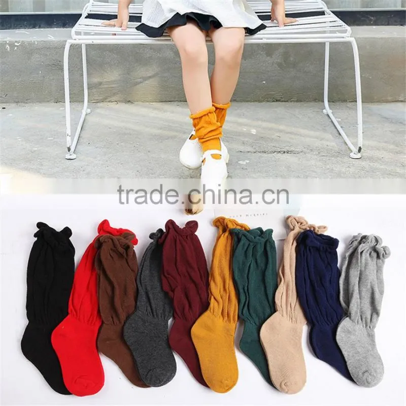 Solid color child tube socks high quality young kid girl cotton sock