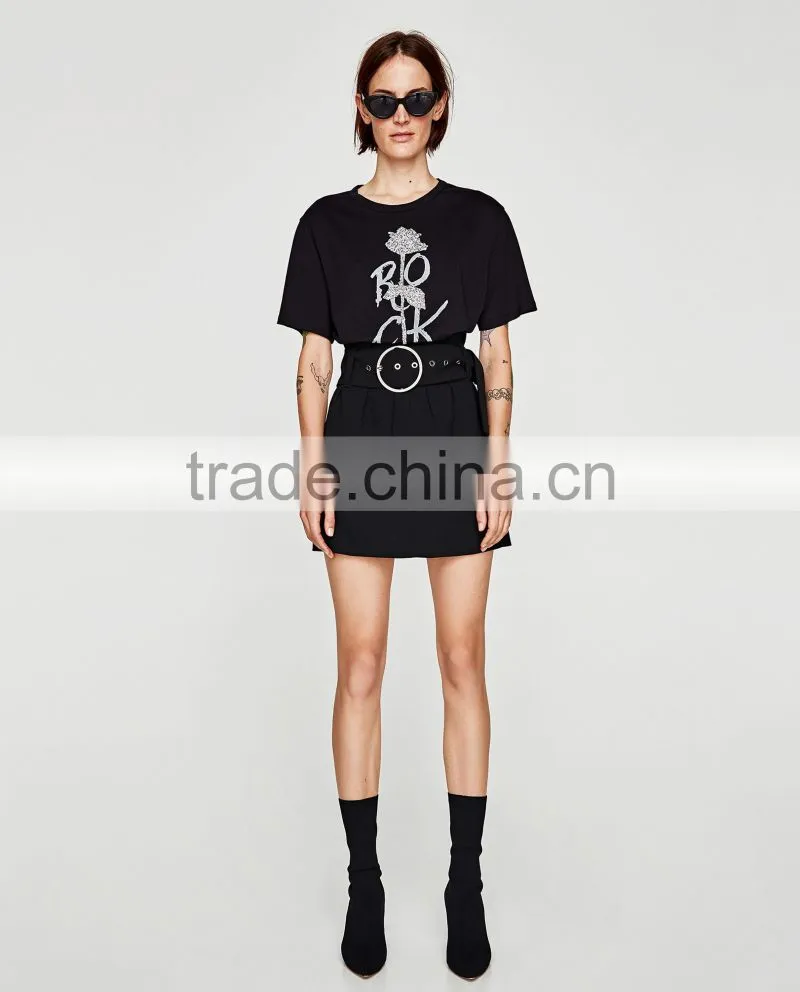 Guangzhou Shandao Factory OEM Customized 160g 100% Cotton Logo Printed Short Sleeve O-Neck T Shirt Design For Ladies