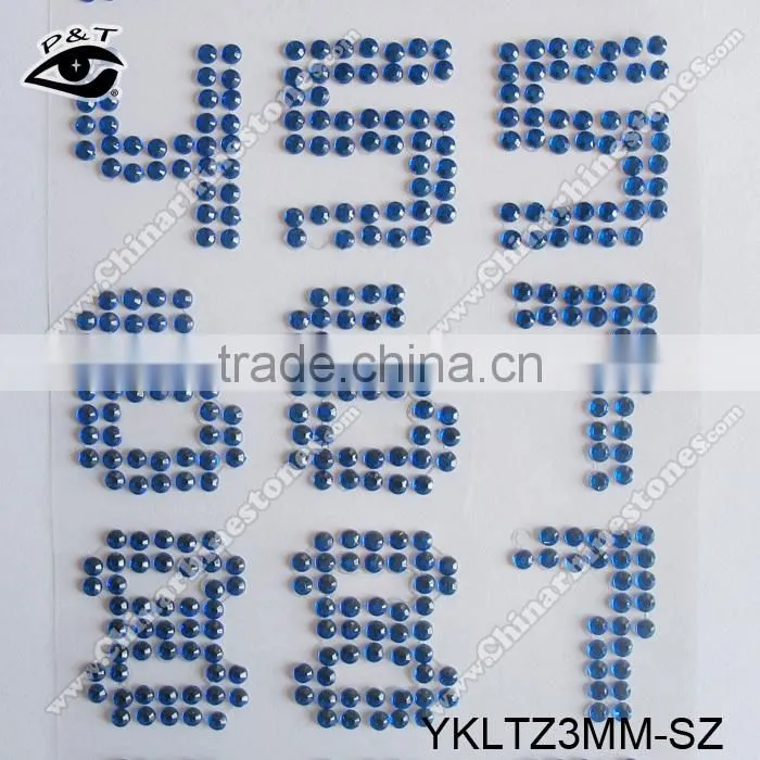 3MM Acrylic Rhinestone stickers Numbers Pattern Sticker Decal For Decoration