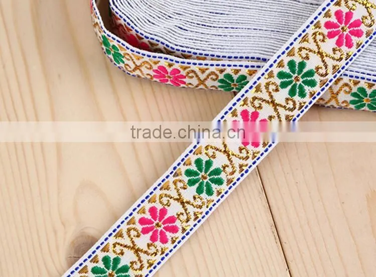 factory directly sale polyester jacquard/ethnic/embroidery ribbon for garments