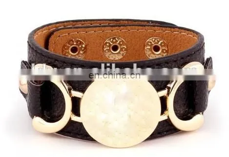 Suede Leather Open Cuff Stone Bracelet
