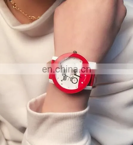 Top Quality Fashion Diamond Leather Quartz Analog Watch Bicycle Watch Children Students Wrist watch
