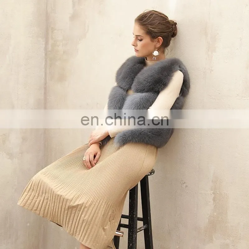 2015 European Fashion Women Vest New Style Beautiful Lady Real Fur Vest