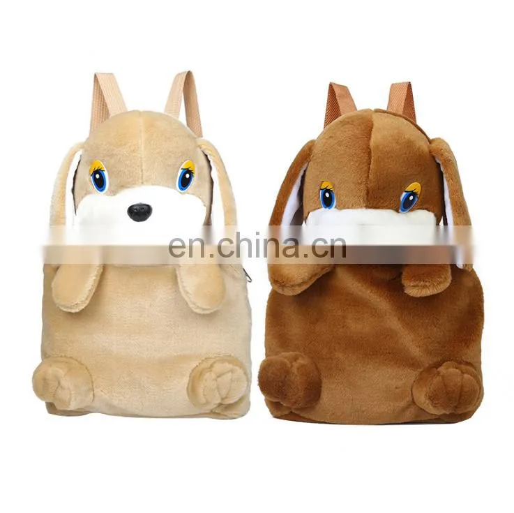 Factory custom cartoon kids plush stuffed dog backpack