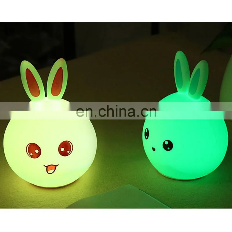 Hot Selling Lovely Rabbit Silicone Night Lamp USB Rechargeable Colorful Led Light