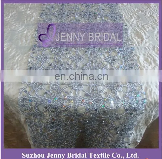 TR013A Silver grey lace wedding table runners