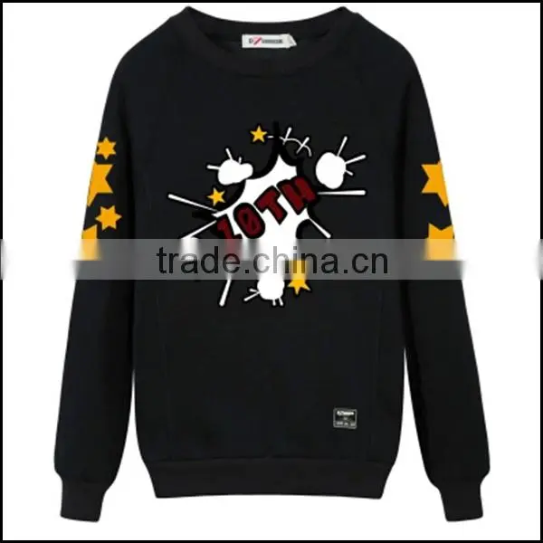 Fashionable reglan sleeve sweatshirt with pringting