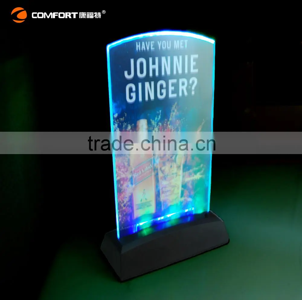 Illuminated menu holder light up table tent