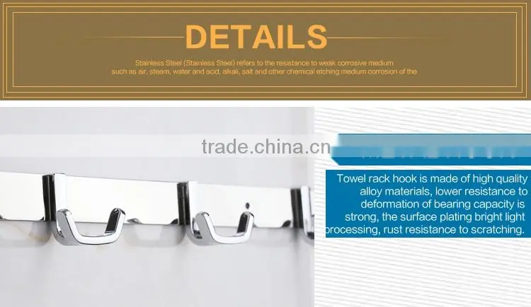 Wesda stainless steel bathroom wall towel shelf with hooks A160