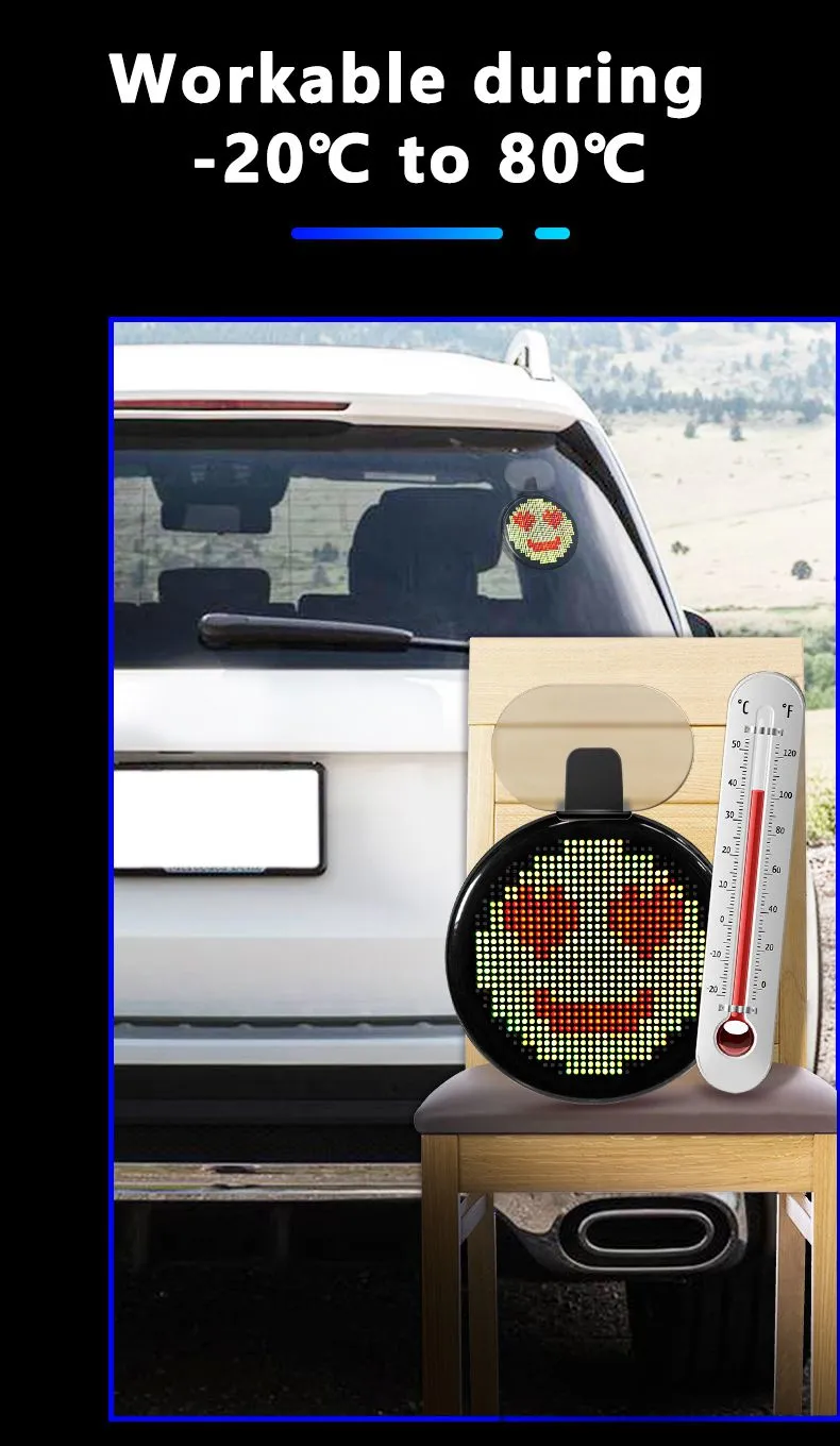 Customizable LED Display Car Rear Windshield Light Funny Car Accessories with Finger Light 5V Condition New App LED Car Sign
