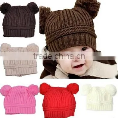 Children Beanie Hat with Two Balls