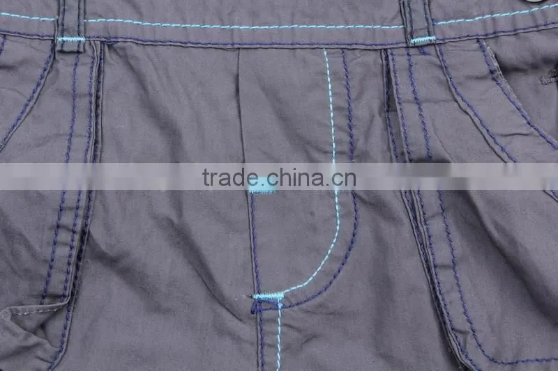 Kid's 100%cotton dark grey cheap stock clothing suspender pants