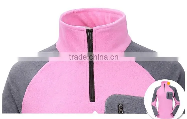 Outdoor contrast color polar fleece jacket