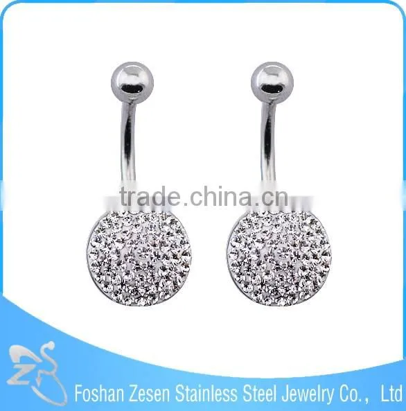 Factory direct sale fashion clear crystal wholesale surgical steel navel belly ring