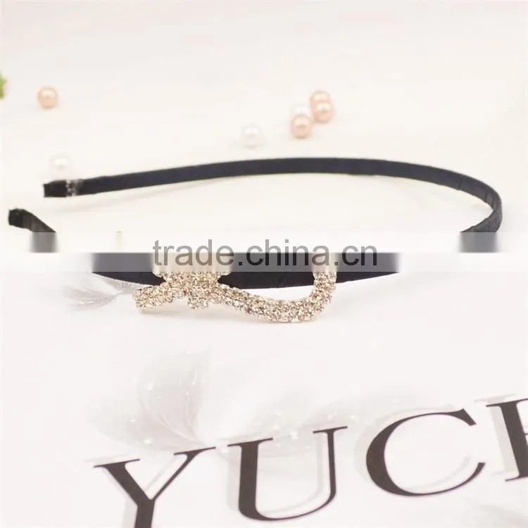 2015 Fashion Party Pearl Crystal Rhinestone Headwear Punk Hair Bow Headband
