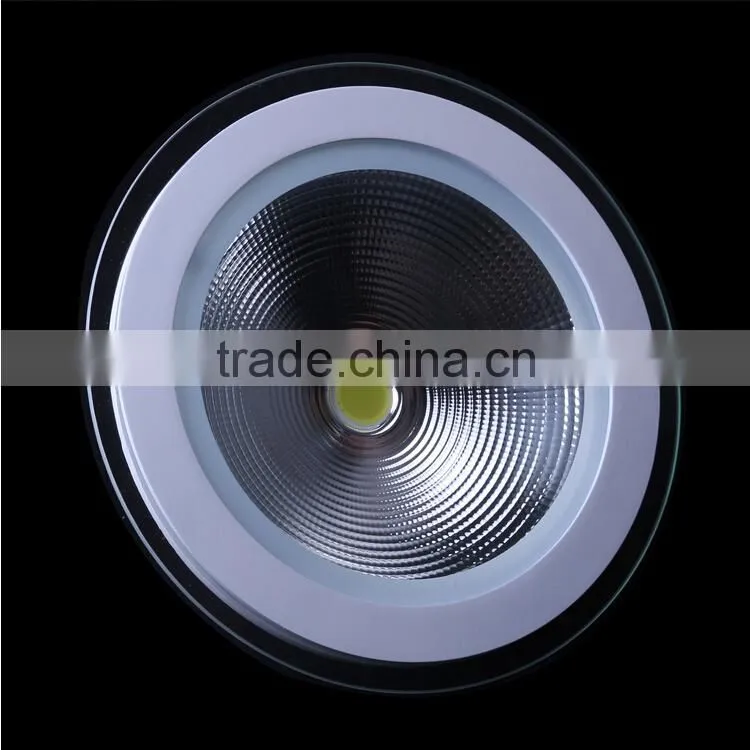 Dimmable 5W 10W 15W COB LED Panel Light Round Glass LED Ceiling Lamp