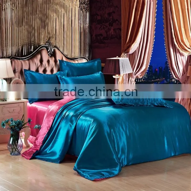 Pure color double tencel 4pcs bedding sets mulberry silk quilt cover sheetshotel bedding wholesale