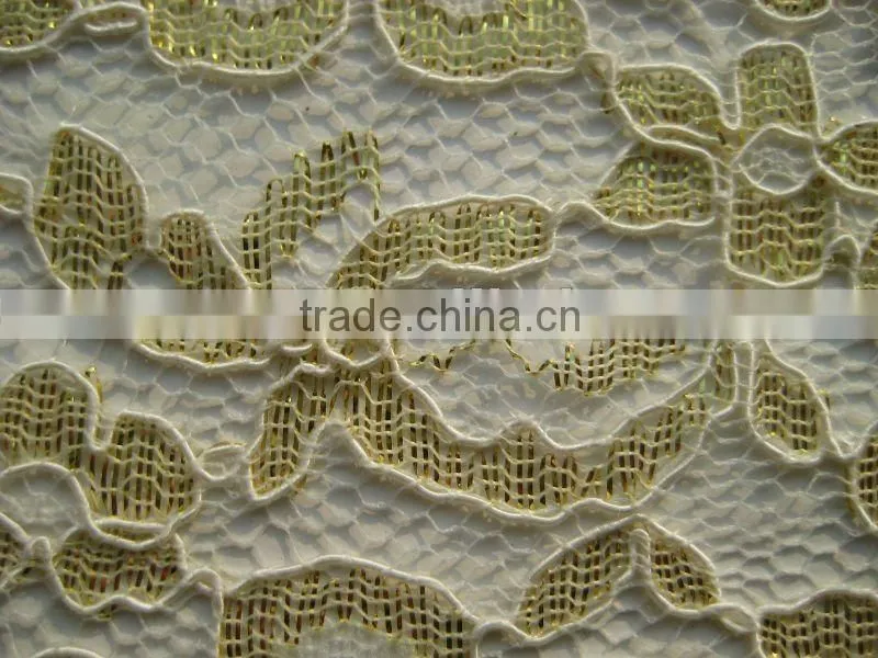 nylon and metallic yarn on lace fabric for ladies dress clothing