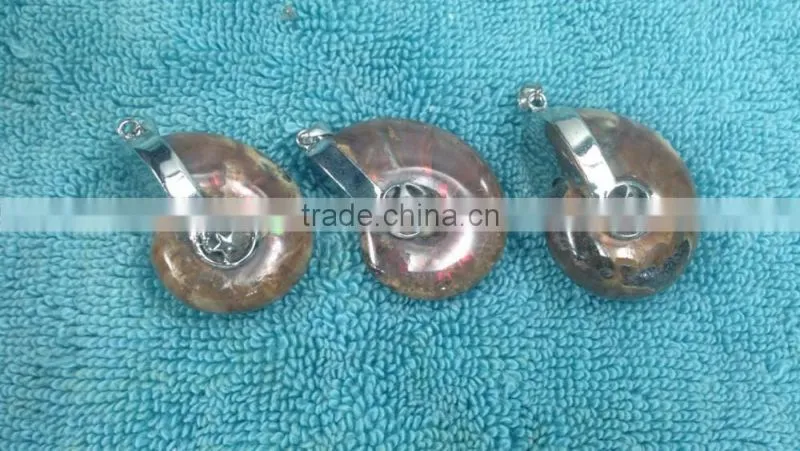 Wholesale Charm Fossilized ammolite diamond pendant for accessories