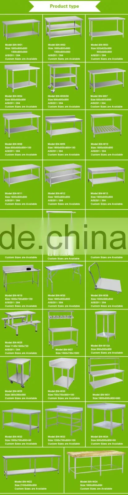 Standard Stocked Stainless Steel Work Table & Custom Stainless Steel Work Table|Work Bench BN-W06