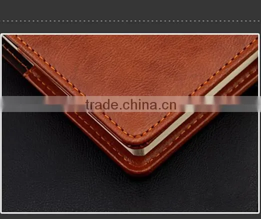 Luxury leather cover note book for business , waterproof notepad