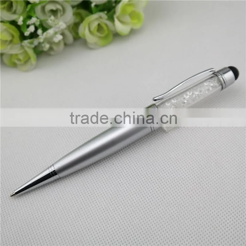 TCR-08 novelty crystal touch pen , 3 in 1 stylus pen with usb drive