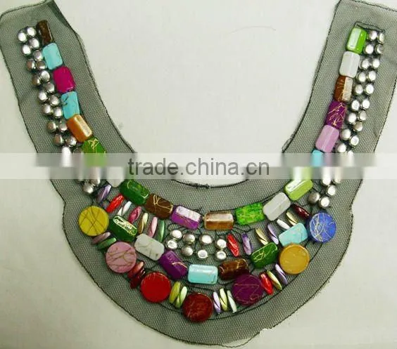 Metal beaded accessories embroidery neckline, blouse neck designs