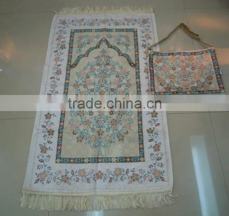 BT- 607adult muslim prayer mat and rugs with bag Haji gift