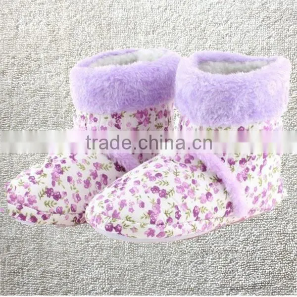 Candy color rose velvet ribbon hemming autumn and winter thermal at home boots