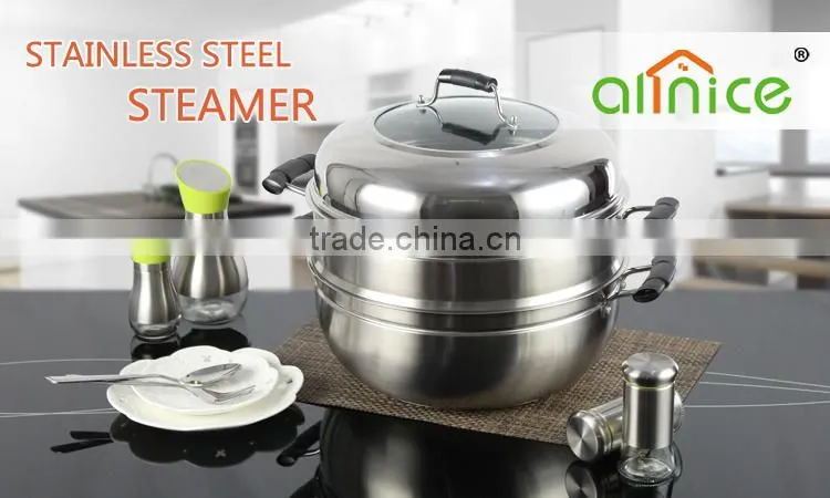 Allnice Steamer Cookware with Insert #SS201 Heavy Gauge Stainless Steel 5 Qt Silver