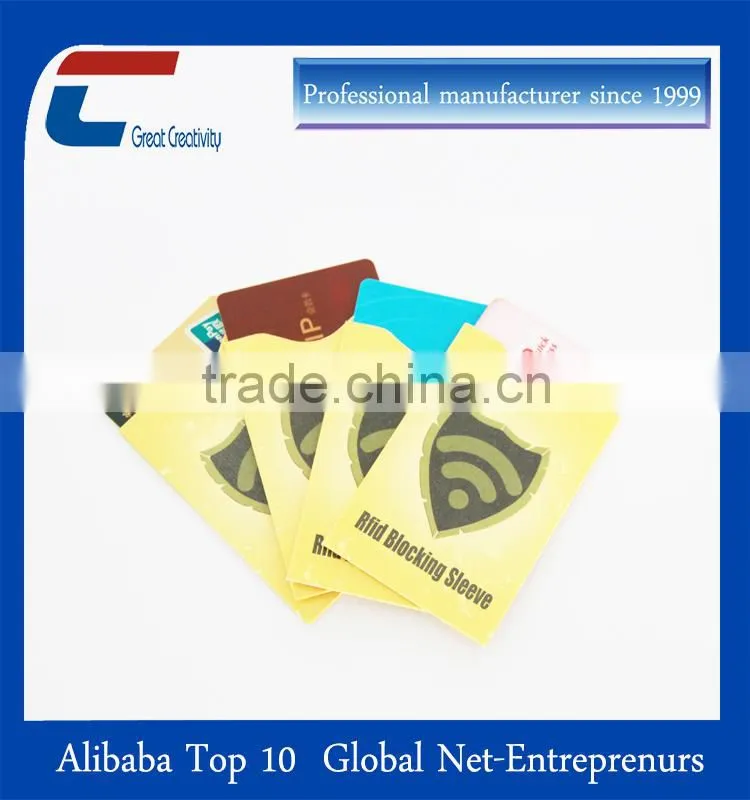 aluminum foil rfid blocking sleeve for credit card and passpaort imformation protector