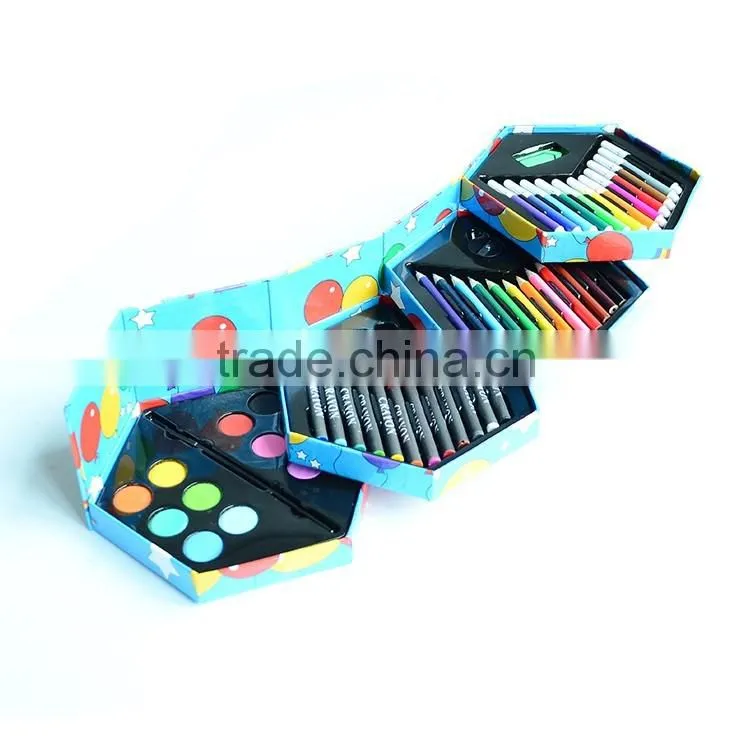 52PCS high quality wholesale art set stationery set with hexangular shape