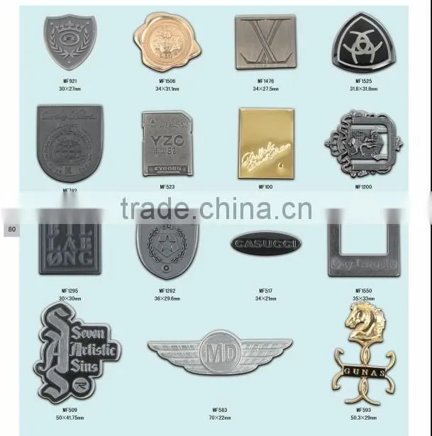 Fashion style high quality durable metal plates for handbags metal plates for clothing