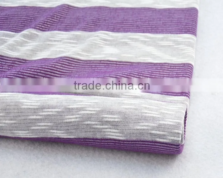 Jiufan Textile 70%Polyester 30%Rayon Hacci Fabric with Slub Soft Touch Stripe Chunky Knitting Fabric for Coating
