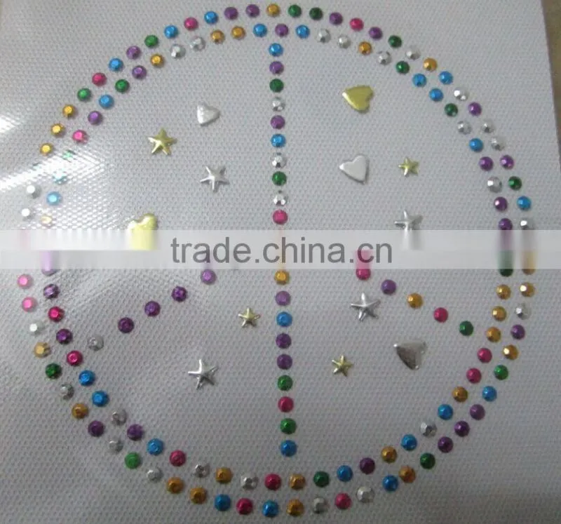 mix color rhinestud and nailhead heat transfer iron on sticker